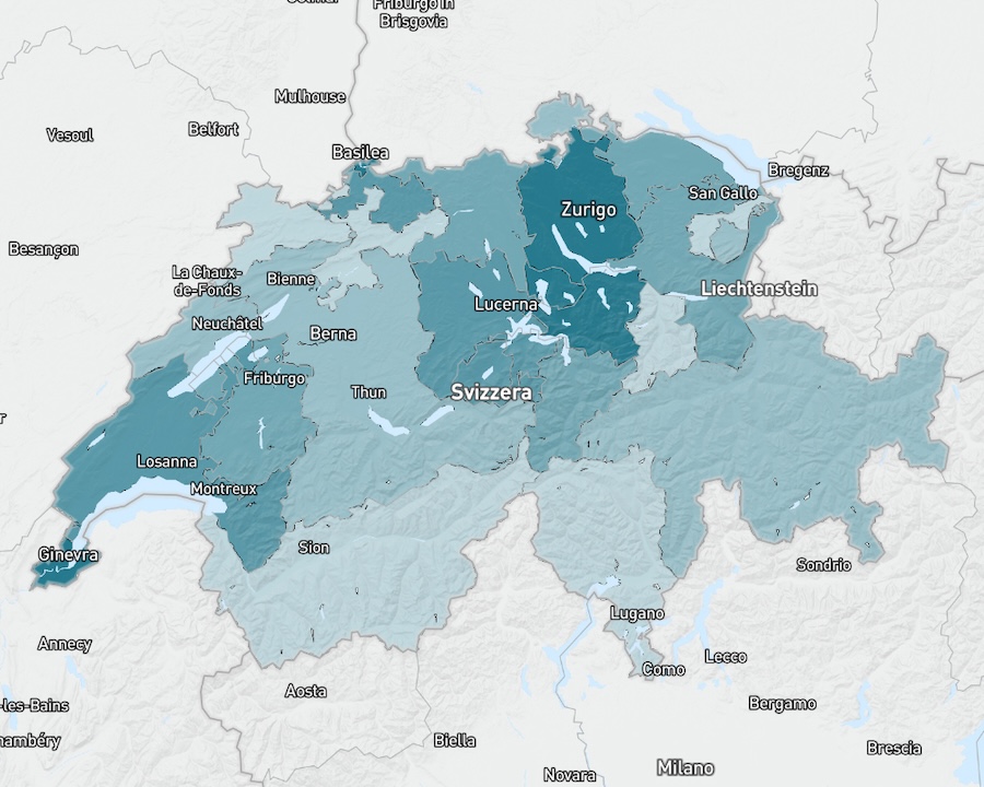 Mappa dei prezzi degli immobili della Svizzera